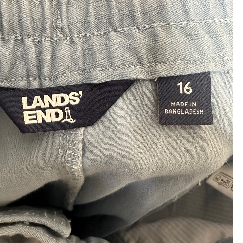 Lands' End Womens Blue Crop Pants Elastic Waist Pull On Size 16 nautical beach - Picture 6 of 8